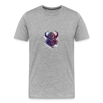 Crâne d’Odin viking - T-shirt bio Premium Homme - gris chiné - Devant - Damien (186cm)