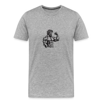 Statue antique du combattant grec - T-shirt bio Premium Homme - gris chiné - Devant - Damien (186cm)