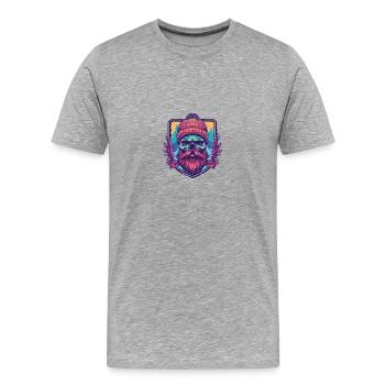 Crâne de bûcheron - T-shirt bio Premium Homme - gris chiné - Devant - Damien (186cm)