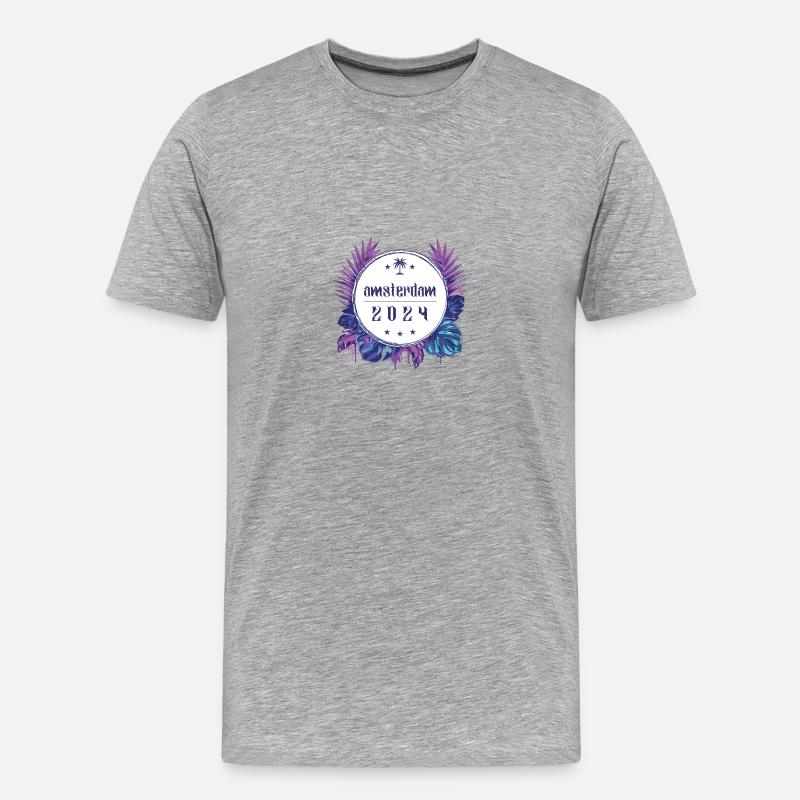 Amsterdam 2024 - Männer Premium Bio T-Shirt - Grau meliert
