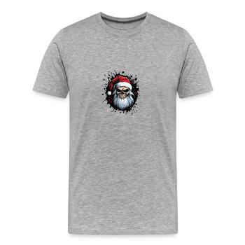Père Noël Crâne Père Noël Père Noël - T-shirt bio Premium Homme - gris chiné - Devant - Damien (186cm)