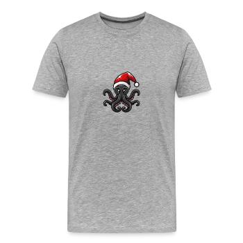 Oktopus Weihnachten - Männer Premium Bio T-Shirt - Grau meliert - Vorne - Damien (186cm)
