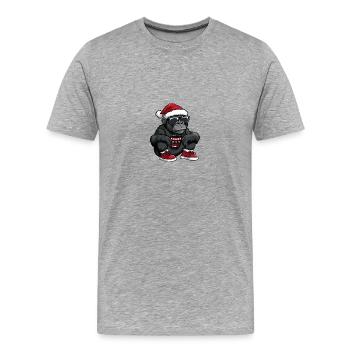 Noël Gorilla Noël - T-shirt bio Premium Homme - gris chiné - Devant - Damien (186cm)