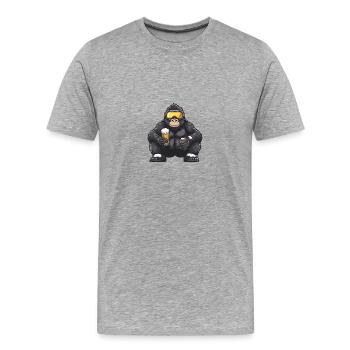 Bière Gorilla Ski - T-shirt bio Premium Homme - gris chiné - Devant - Damien (186cm)