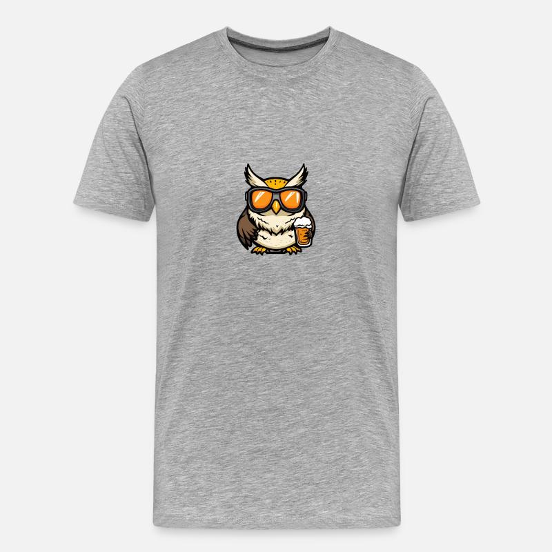 Eule Ski Bier - Männer Premium Bio T-Shirt - Grau meliert