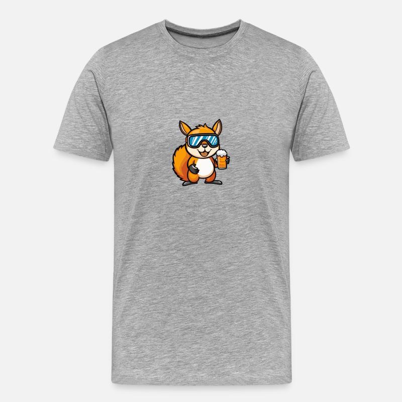 Eichhörnchen Ski Bier - Männer Premium Bio T-Shirt - Grau meliert
