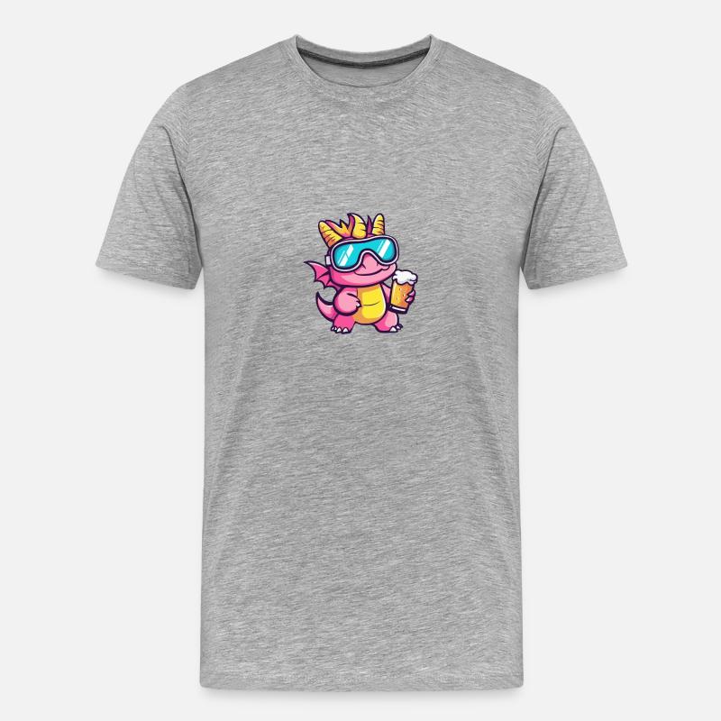Drache Ski Bier - Männer Premium Bio T-Shirt - Grau meliert
