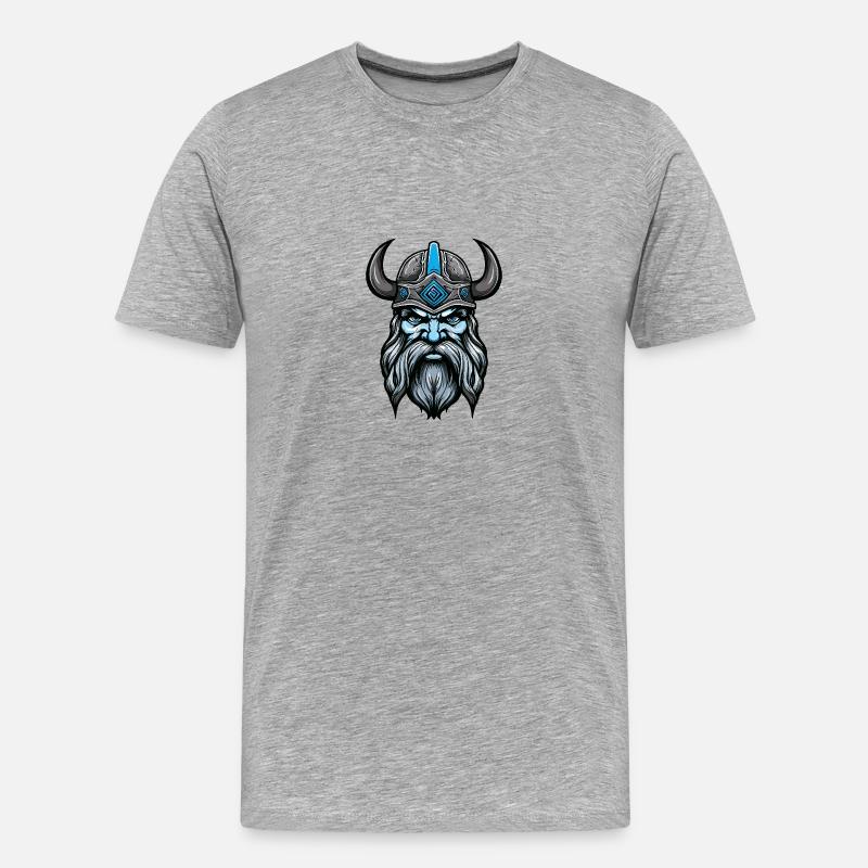 Wikinger Kopf Valhalla Odin - Männer Premium Bio T-Shirt - Grau meliert