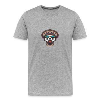 Suricate Drôle Sombrero - T-shirt bio Premium Homme - gris chiné - Devant - Damien (186cm)