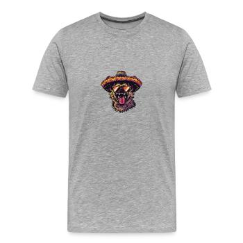 Hyena Funny Sombrero - Men's Premium Organic T-Shirt - heather grey - Front - Damien (186cm)
