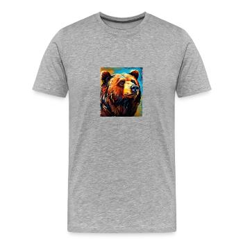 Portrait d’ours - T-shirt bio Premium Homme - gris chiné - Devant - Damien (186cm)
