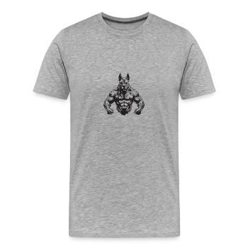 Musculation canine - T-shirt bio Premium Homme - gris chiné - Devant - Damien (186cm)