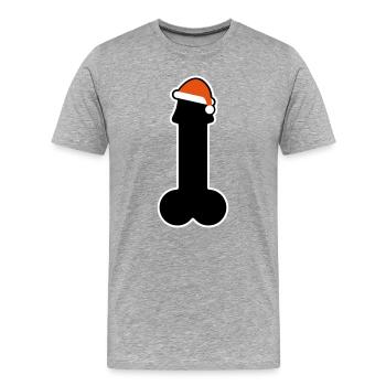 Merry Christmas with penis and Cap - Men's Premium Organic T-Shirt - heather grey - Front - Damien (186cm)