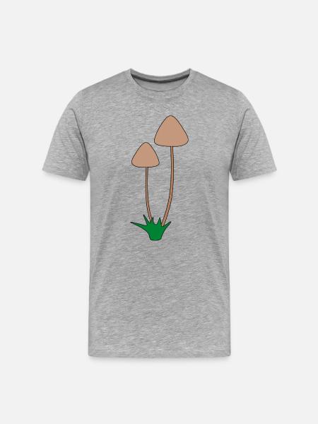 Minimalist Mushroom Botanical Illustration - Men's Premium Organic T-Shirt - heather grey