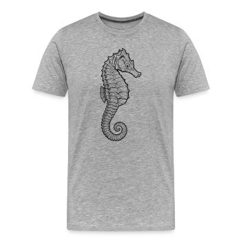 Sea horse - Men's Premium Organic T-Shirt - heather grey - Front - Damien (186cm)