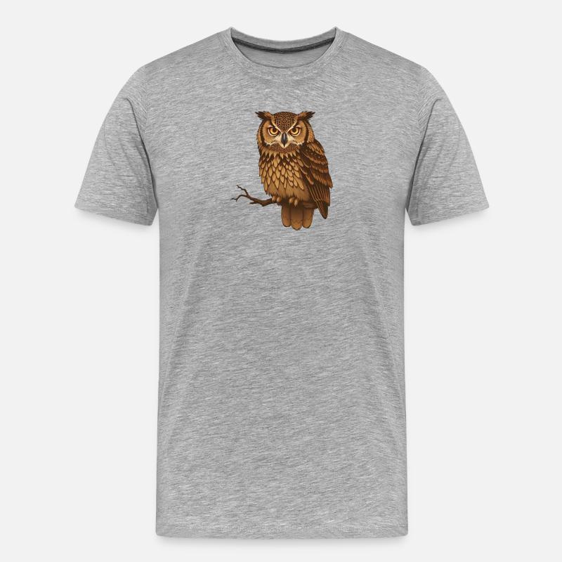 Braune Eule Nachtmotiv - Männer Premium Bio T-Shirt - Grau meliert