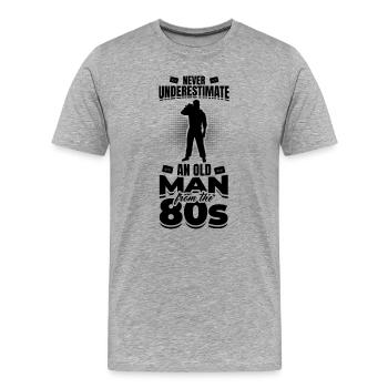 Grand-père des années 80 - T-shirt bio Premium Homme - gris chiné - Devant - Damien (186cm)
