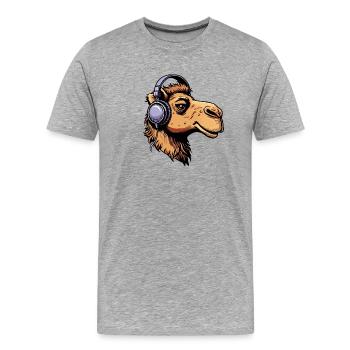 Camel avec des écouteurs - T-shirt bio Premium Homme - gris chiné - Devant - Damien (186cm)