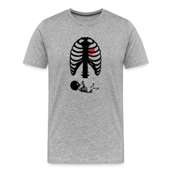 Squelette de grossesse - T-shirt bio Premium Homme - gris chiné - Devant - Damien (186cm)