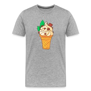 Crème glacée, crème glacée, crème glacée, crème glacée, boule, crème glacée, sundae - T-shirt bio Premium Homme - gris chiné - Devant - Damien (186cm)