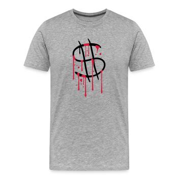 blood drops graffiti wet spray dollar symbol zei - Men's Premium Organic T-Shirt - heather grey - Front - Damien (186cm)