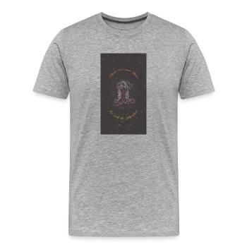 Schätze deine Frauenpower - Männer Premium Bio T-Shirt - Grau meliert - Vorne - Damien (186cm)