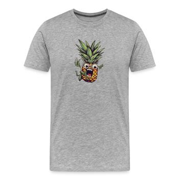 Ananas ringard tombant avec des lunettes - T-shirt bio Premium Homme - gris chiné - Devant - Damien (186cm)