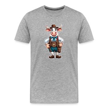 Lederhosen / Animal / Costume traditionnel / Tradition / Vache - T-shirt bio Premium Homme - gris chiné - Devant - Damien (186cm)