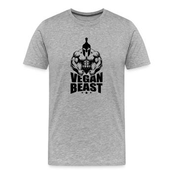 Spartaner Vegan Beast - Männer Premium Bio T-Shirt - Grau meliert - Vorne - Damien (186cm)