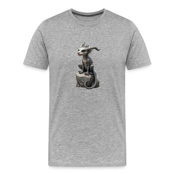 Monster on Stone 2 - Männer Premium Bio T-Shirt - Grau meliert - Vorne - Damien (186cm)