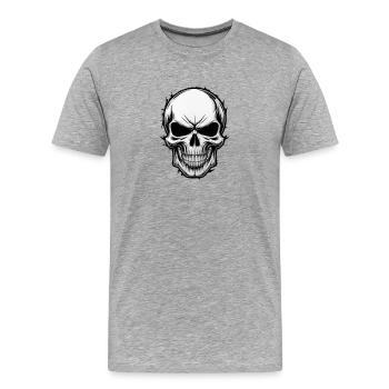 Rockmusik Totenkopf - Männer Premium Bio T-Shirt - Grau meliert - Vorne - Damien (186cm)
