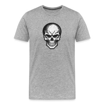 Rockmusik Totenkopf - Männer Premium Bio T-Shirt - Grau meliert - Vorne - Damien (186cm)