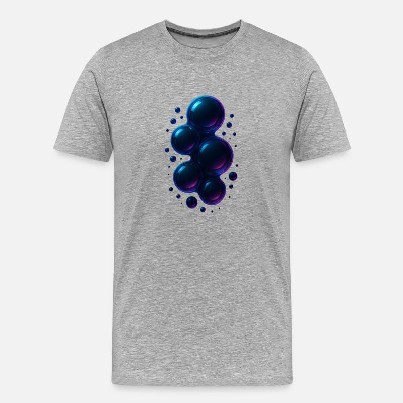 3d Bubbles Blue - Männer Premium Bio T-Shirt - Grau meliert