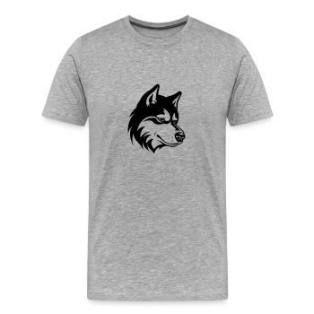 Tête de chien husky - T-shirt bio Premium Homme - gris chiné - Devant - Damien (186cm)