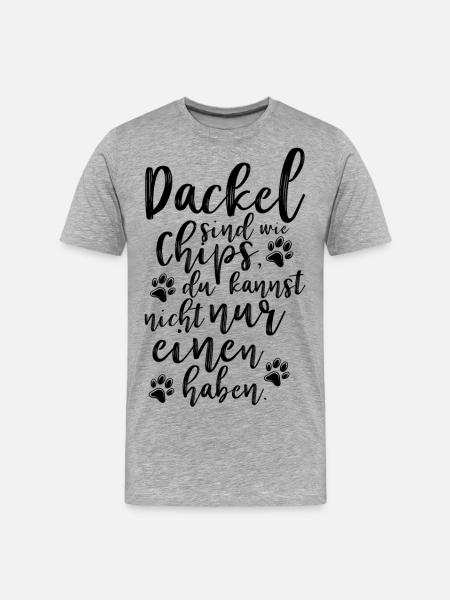 Dackel Chips - Männer Premium Bio T-Shirt - Grau meliert