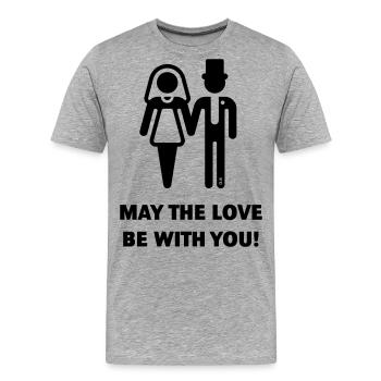 Que l’amour soit avec vous ! (Mariage / Mariage / B) - T-shirt bio Premium Homme - gris chiné - Devant - Damien (186cm)