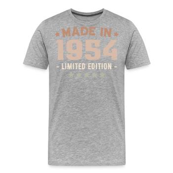 Hergestellt im Jahr 1954 Jahrgang 1954 Jubiläumsgeschenk - Männer Premium Bio T-Shirt - Grau meliert - Vorne - Damien (186cm)