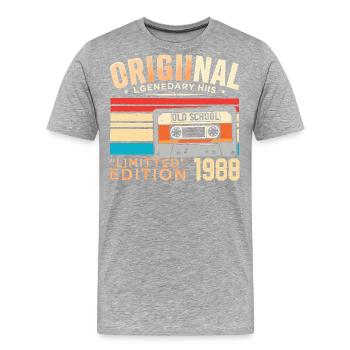 Original 1988, Legendär seit 1988 Jahrgang 1988 - Männer Premium Bio T-Shirt - Grau meliert - Vorne - Damien (186cm)