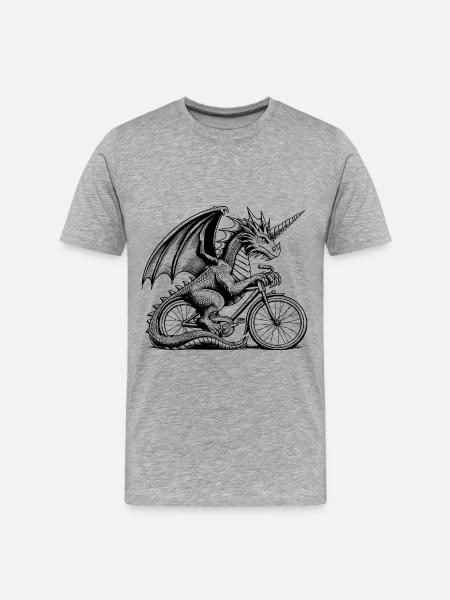 Dragon on bike, unicorn, bike - Men's Premium Organic T-Shirt - heather grey
