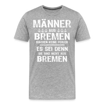 Bremen Sprüche Bremer - Männer Premium Bio T-Shirt - Grau meliert - Vorne - Damien (186cm)