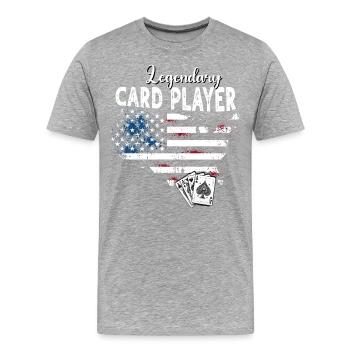 Kartenspieler - Männer Premium Bio T-Shirt - Grau meliert - Vorne - Damien (186cm)