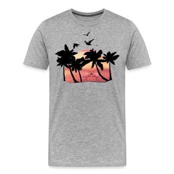 Pink Pink Flamingo - Summer Holiday Illustration - Men's Premium Organic T-Shirt - heather grey - Front - Damien (186cm)