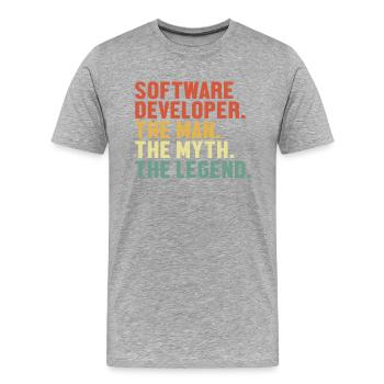 Software Developer Man Myth Legend Developer - Männer Premium Bio T-Shirt - Grau meliert - Vorne - Damien (186cm)