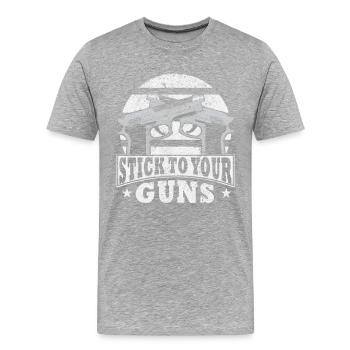 Waffen Pistole Stick to your Guns - Männer Premium Bio T-Shirt - Grau meliert - Vorne - Damien (186cm)