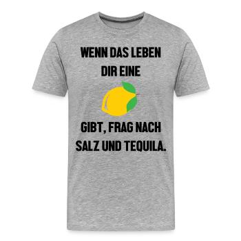 SALZ UND TEQUILA 1 - Männer Premium Bio T-Shirt - Grau meliert - Vorne - Damien (186cm)