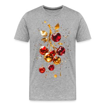 Kirschen mit Gold - Männer Premium Bio T-Shirt - Grau meliert - Vorne - Damien (186cm)