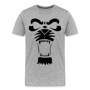 Lion ou tigre prédateur (noir) - T-shirt bio Premium Homme - gris chiné - Devant - Damien (186cm)