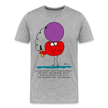 Indem wir ständig versuchen, ... - Männer Premium Bio T-Shirt - Grau meliert - Vorne - Damien (186cm)