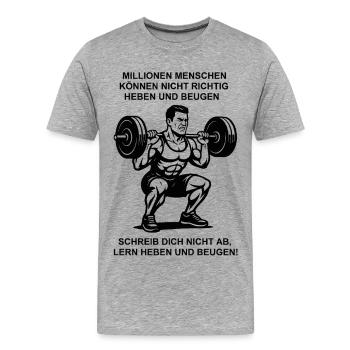 Powerlifting Motivation - Männer Premium Bio T-Shirt - Grau meliert - Vorne - Damien (186cm)