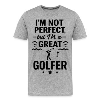 Super Golfer Sport Funny Golf - Men's Premium Organic T-Shirt - heather grey - Front - Damien (186cm)